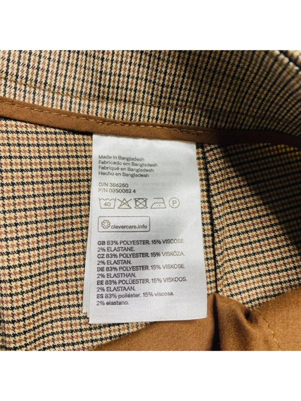 HM Pant Womens 6 Checked Plaid Brown Dress Pants Straight Career Collegiate Prep